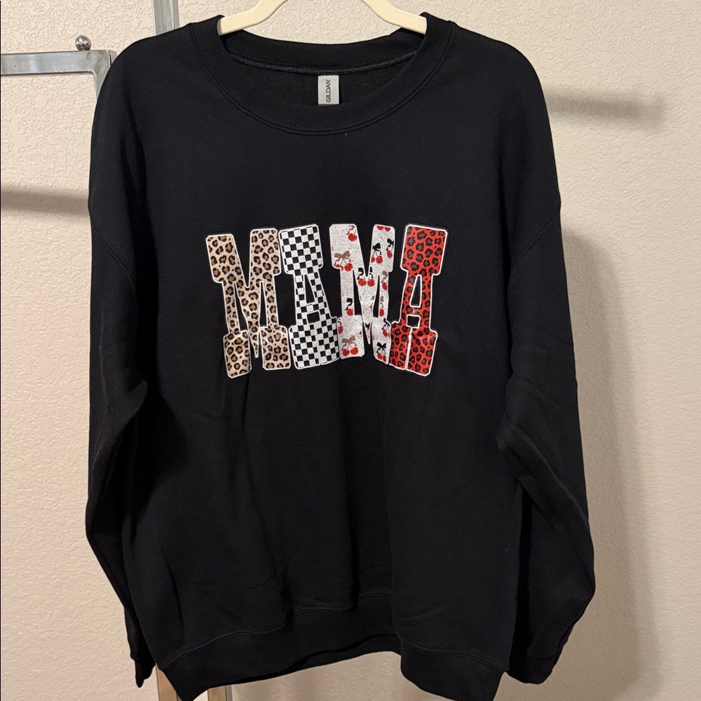 Gildan Black Sweatshirt with MAMA Graphic - NWOT